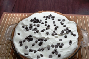 Chocolate French Silk pie on a shortbread pastry crust