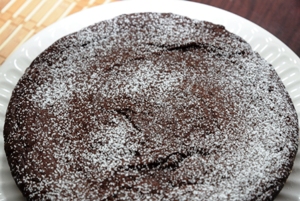 Flourless Chocolate Cake on a white plate