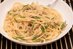 a bowl of Linguine with Creamy White Clam Sauce