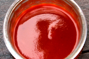 raspberry sauce in a small bowl